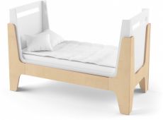 Дитяче ліжечко IndigoWood Tower Baby 140x60cm white/natural wood (зі знімною спинкою, з додатковим бортиком)